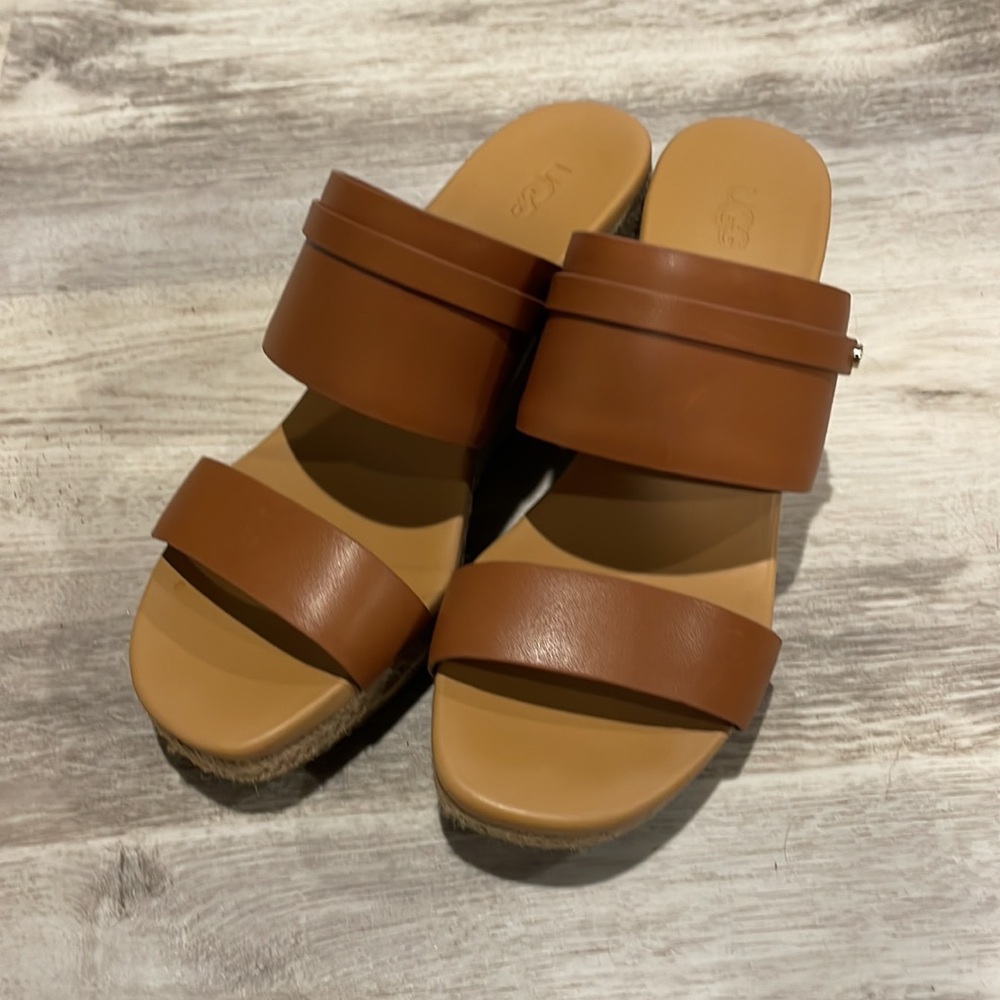 Ugg Clog Wedge Leather Mule Slip On Open Toe Sand… - image 2